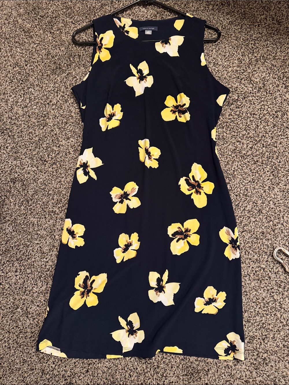 Tommy Hilfiger Navy Midi Dress with Yellow Floral Print
